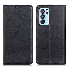 Coque Portefeuille Livre Cuir Etui Clapet N01P pour Oppo Reno6 Pro 5G India Noir