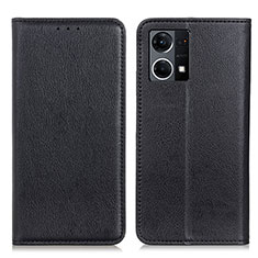 Coque Portefeuille Livre Cuir Etui Clapet N01P pour Oppo Reno8 4G Noir