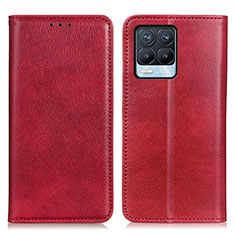 Coque Portefeuille Livre Cuir Etui Clapet N01P pour Realme 8 Pro Rouge