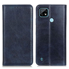 Coque Portefeuille Livre Cuir Etui Clapet N01P pour Realme C21 Bleu