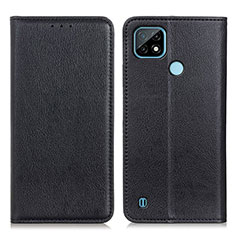 Coque Portefeuille Livre Cuir Etui Clapet N01P pour Realme C21 Noir