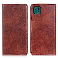 Coque Portefeuille Livre Cuir Etui Clapet N01P pour Samsung Galaxy F42 5G Marron