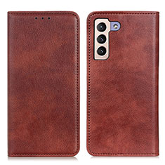 Coque Portefeuille Livre Cuir Etui Clapet N01P pour Samsung Galaxy S21 Plus 5G Marron