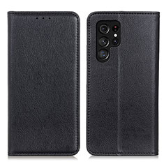 Coque Portefeuille Livre Cuir Etui Clapet N01P pour Samsung Galaxy S22 Ultra 5G Noir