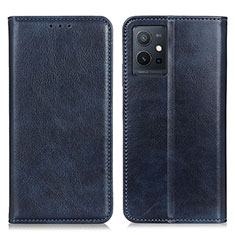 Coque Portefeuille Livre Cuir Etui Clapet N01P pour Vivo iQOO Z6 5G Bleu