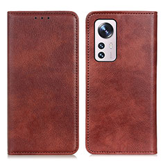 Coque Portefeuille Livre Cuir Etui Clapet N01P pour Xiaomi Mi 12 5G Marron