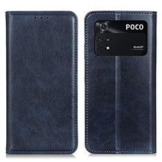 Coque Portefeuille Livre Cuir Etui Clapet N01P pour Xiaomi Poco M4 Pro 4G Bleu