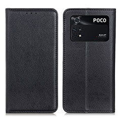 Coque Portefeuille Livre Cuir Etui Clapet N01P pour Xiaomi Poco M4 Pro 4G Noir