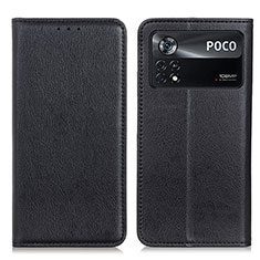 Coque Portefeuille Livre Cuir Etui Clapet N01P pour Xiaomi Poco X4 Pro 5G Noir