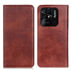 Coque Portefeuille Livre Cuir Etui Clapet N01P pour Xiaomi Redmi 10 Power Marron