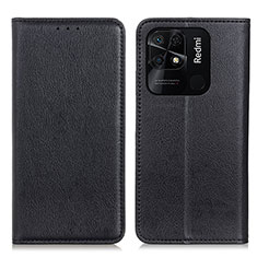 Coque Portefeuille Livre Cuir Etui Clapet N01P pour Xiaomi Redmi 10 Power Noir