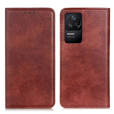 Coque Portefeuille Livre Cuir Etui Clapet N01P pour Xiaomi Redmi K40S 5G Marron