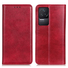 Coque Portefeuille Livre Cuir Etui Clapet N01P pour Xiaomi Redmi K50 5G Rouge