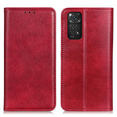 Coque Portefeuille Livre Cuir Etui Clapet N01P pour Xiaomi Redmi Note 11S 4G Rouge