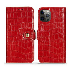 Coque Portefeuille Livre Cuir Etui Clapet N02 pour Apple iPhone 12 Pro Max Rouge