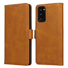 Coque Portefeuille Livre Cuir Etui Clapet N02 pour Samsung Galaxy Note 20 5G Brun Clair