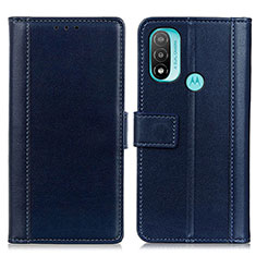 Coque Portefeuille Livre Cuir Etui Clapet N02P pour Motorola Moto E30 Bleu