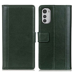 Coque Portefeuille Livre Cuir Etui Clapet N02P pour Motorola Moto E32 Vert