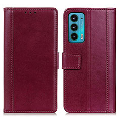 Coque Portefeuille Livre Cuir Etui Clapet N02P pour Motorola Moto Edge 20 5G Rouge