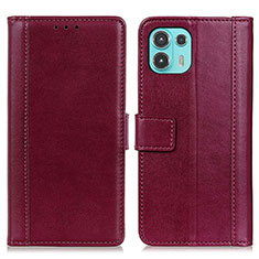 Coque Portefeuille Livre Cuir Etui Clapet N02P pour Motorola Moto Edge 20 Lite 5G Rouge