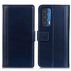 Coque Portefeuille Livre Cuir Etui Clapet N02P pour Motorola Moto Edge (2021) 5G Bleu