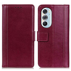 Coque Portefeuille Livre Cuir Etui Clapet N02P pour Motorola Moto Edge 30 Pro 5G Rouge