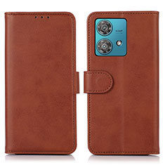 Coque Portefeuille Livre Cuir Etui Clapet N02P pour Motorola Moto Edge 40 Neo 5G Marron