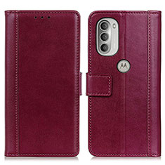 Coque Portefeuille Livre Cuir Etui Clapet N02P pour Motorola Moto G51 5G Rouge