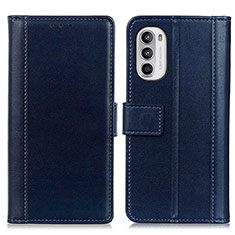 Coque Portefeuille Livre Cuir Etui Clapet N02P pour Motorola Moto G71s 5G Bleu