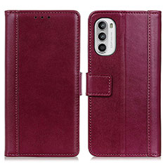 Coque Portefeuille Livre Cuir Etui Clapet N02P pour Motorola Moto G71s 5G Rouge