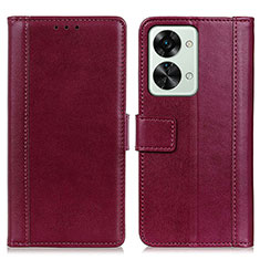 Coque Portefeuille Livre Cuir Etui Clapet N02P pour OnePlus Nord 2T 5G Rouge