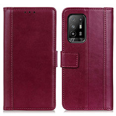 Coque Portefeuille Livre Cuir Etui Clapet N02P pour Oppo A95 5G Rouge