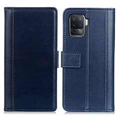 Coque Portefeuille Livre Cuir Etui Clapet N02P pour Oppo F19 Pro Bleu