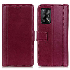 Coque Portefeuille Livre Cuir Etui Clapet N02P pour Oppo F19 Rouge