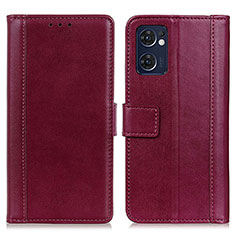 Coque Portefeuille Livre Cuir Etui Clapet N02P pour Oppo Find X5 Lite 5G Rouge