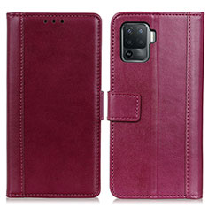 Coque Portefeuille Livre Cuir Etui Clapet N02P pour Oppo Reno5 F Rouge