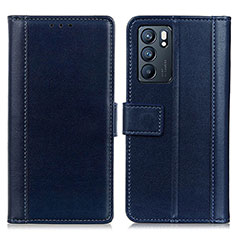 Coque Portefeuille Livre Cuir Etui Clapet N02P pour Oppo Reno6 5G Bleu