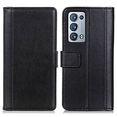 Coque Portefeuille Livre Cuir Etui Clapet N02P pour Oppo Reno6 Pro 5G Noir