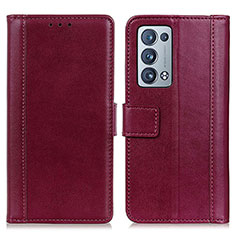 Coque Portefeuille Livre Cuir Etui Clapet N02P pour Oppo Reno6 Pro 5G Rouge