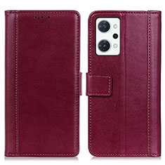 Coque Portefeuille Livre Cuir Etui Clapet N02P pour Oppo Reno7 A Rouge