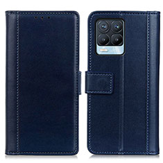 Coque Portefeuille Livre Cuir Etui Clapet N02P pour Realme 8 Pro Bleu