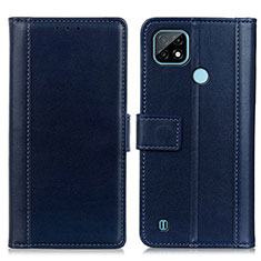 Coque Portefeuille Livre Cuir Etui Clapet N02P pour Realme C21 Bleu