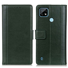 Coque Portefeuille Livre Cuir Etui Clapet N02P pour Realme C21 Vert