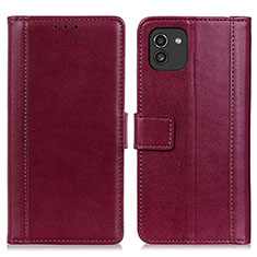 Coque Portefeuille Livre Cuir Etui Clapet N02P pour Samsung Galaxy A03 Rouge