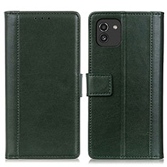 Coque Portefeuille Livre Cuir Etui Clapet N02P pour Samsung Galaxy A03 Vert