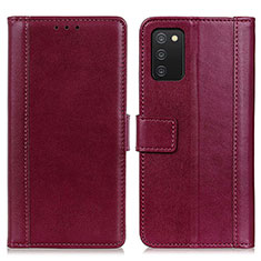 Coque Portefeuille Livre Cuir Etui Clapet N02P pour Samsung Galaxy F02S SM-E025F Rouge