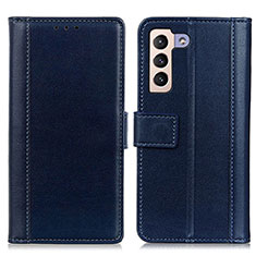 Coque Portefeuille Livre Cuir Etui Clapet N02P pour Samsung Galaxy S21 5G Bleu