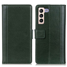 Coque Portefeuille Livre Cuir Etui Clapet N02P pour Samsung Galaxy S21 5G Vert