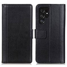 Coque Portefeuille Livre Cuir Etui Clapet N02P pour Samsung Galaxy S21 Ultra 5G Noir