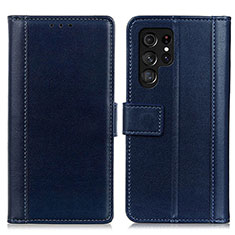 Coque Portefeuille Livre Cuir Etui Clapet N02P pour Samsung Galaxy S23 Ultra 5G Bleu